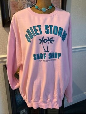 Key West Quiet Storm Surf Shop Florida Women’s Pink Sweatshirt Palm Tree Size 2X
